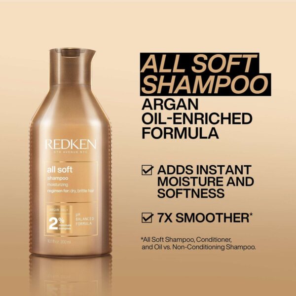 Redken All Soft Shampoo, For Dry Hair, Intense Softness and Shine 300ml — изображение 2