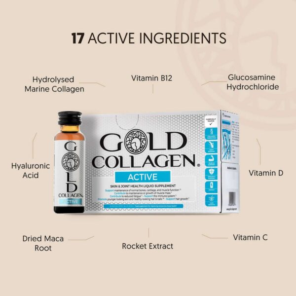 Gold Collagen Liquid Supplement Active Skin & Joint Health Liquid Supplement 10 x 50ml — изображение 2