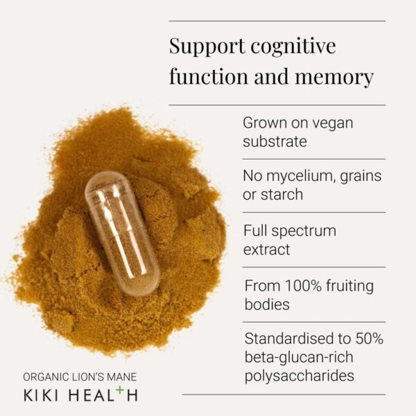 KIKI Health Immune Health Organic Lion's Mane Mushroom Extract 60 Vegicaps — изображение 2