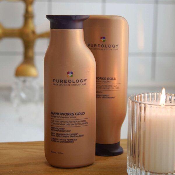 Pureology Nanoworks Gold Conditioner, For Dry Tired Colour-Treated Hair, Restores Shine 266ml — изображение 9