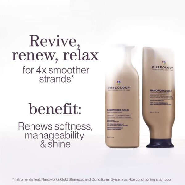 Pureology Nanoworks Gold Conditioner, For Dry Tired Colour-Treated Hair, Restores Shine 266ml — изображение 5