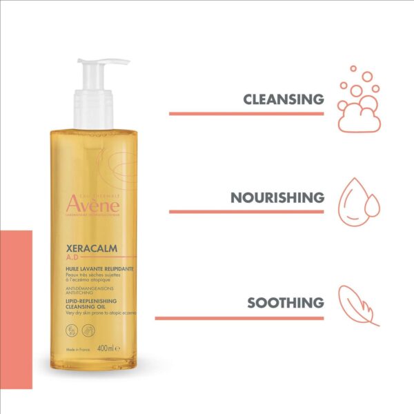 Avène XeraCalm A.D. Lipid-Replenishing Cleansing Oil for Dry, Itchy Skin 400ml — изображение 4