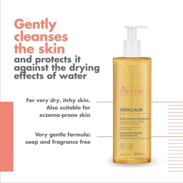 Avène XeraCalm A.D. Lipid-Replenishing Cleansing Oil for Dry, Itchy Skin 400ml — изображение 3