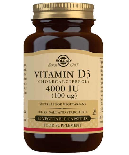 Solgar Vitamins Vitamin D3 (Cholecalciferol) 4000 IU (100 µg) Vegetable Capsules x 60