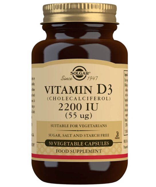 Solgar Vitamins Vitamin D3 (Cholecalciferol) 2200 IU (55 µg) Vegetable Capsules x 50