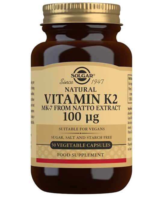 Solgar Vitamins Natural Vitamin K2 (MK-7) 100 µg Vegetable Capsules x 50
