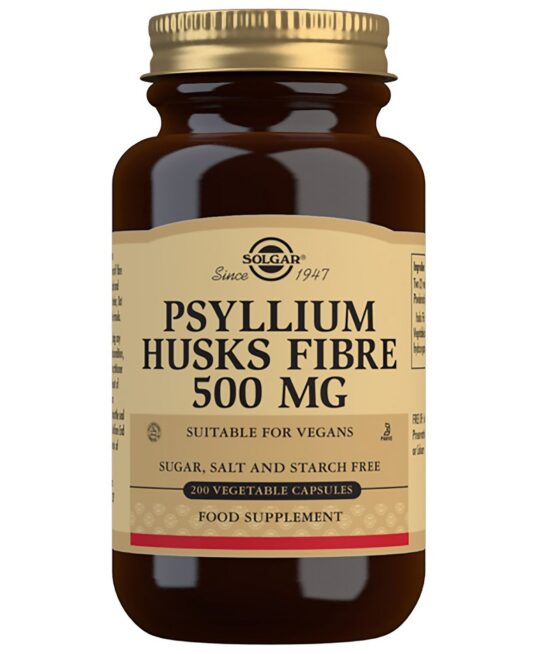 Solgar Digestive Aids Psyllium Husks Fibre 500mg Vegetable Capsules x 200