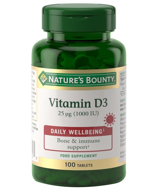 Nature's Bounty Vitamins Vitamin D3 25 µg (1000 IU) Tablets x 100