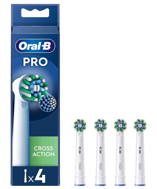 Oral-B Toothbrush Heads Pro Cross Action White Toothbrush Heads 4 Pack