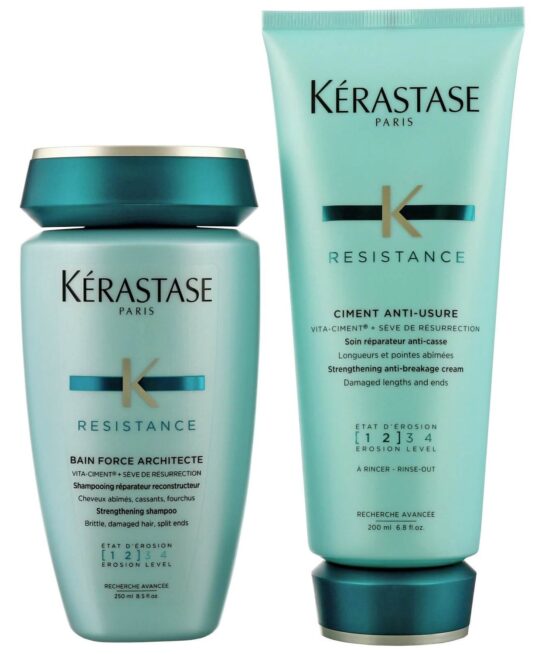 Kérastase Resistance Duo Set: Bain Force Architecte Shampoo 250ml & Ciment Anti-Usure 200ml