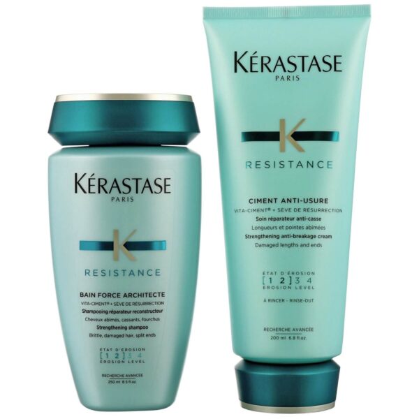 Kérastase Resistance Duo Set: Bain Force Architecte Shampoo 250ml & Ciment Anti-Usure 200ml