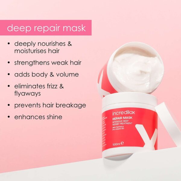 Incredilox Hair Treatments Intensive Deep Repair Treatment Mask with Panthenol for Damaged Hair 500ml — изображение 3