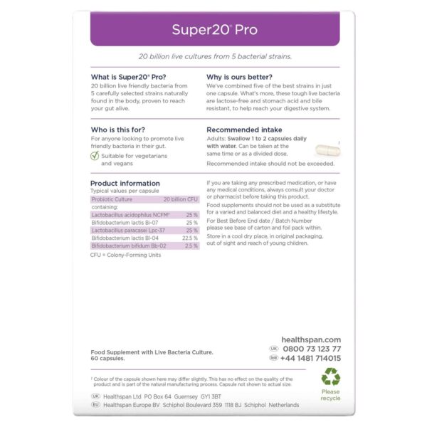 Healthspan Vitamins & Supplements Super20® Pro Capsules x 60 — изображение 2