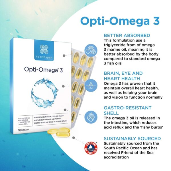 Healthspan Omega 3 Opti−Omega® 3 Capsules x 60 — изображение 4
