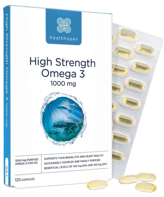 Healthspan Vitamins & Supplements High Strength Omega 3 1000mg Capsules x 120
