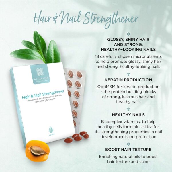 Healthspan Vitamins & Supplements Hair & Nail Strengthener Nutritional Supplement Capsules x 90 — изображение 4