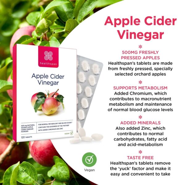 Healthspan Vitamins & Supplements Apple Cider Vinegar Tablets x 120 — изображение 4