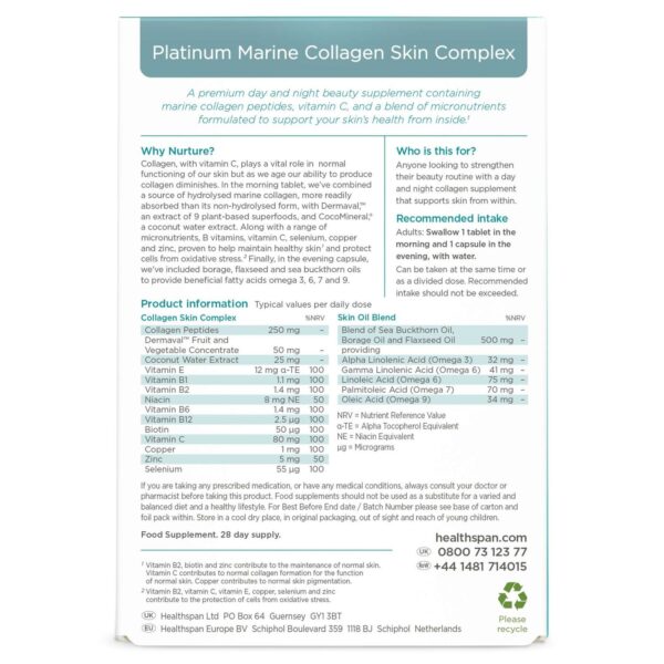 Healthspan Collagen Platinum Marine Collagen Skin Complex x 28 Capsules & x 28 Tablets — изображение 2