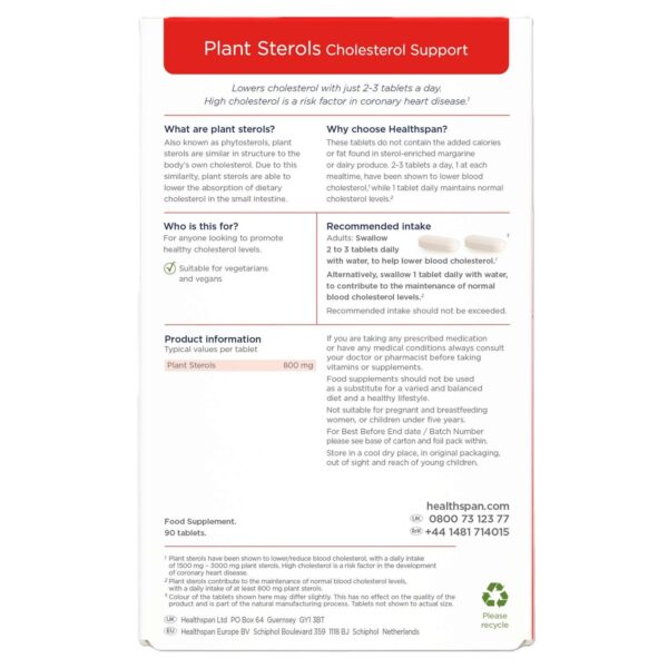 Healthspan Vitamins & Supplements Plant Sterols Cholesterol Support Tablets x 90 — изображение 2