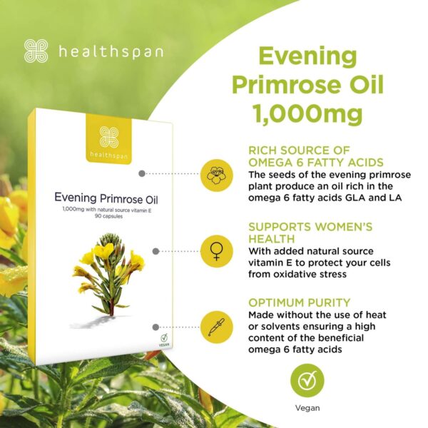 Healthspan Vitamins & Supplements Evening Primrose Oil 1000mg Capsules x 90 — изображение 4