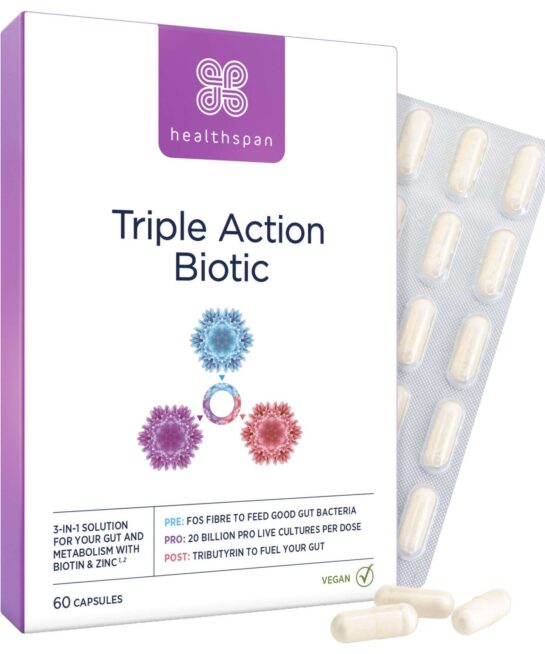 Healthspan Vitamins & Supplements Triple Action Biotic Capsules x 60