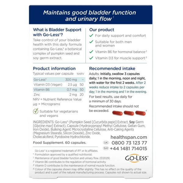 Healthspan Vitamins & Supplements Bladder Support with Go-Less® Capsules x 60 — изображение 2