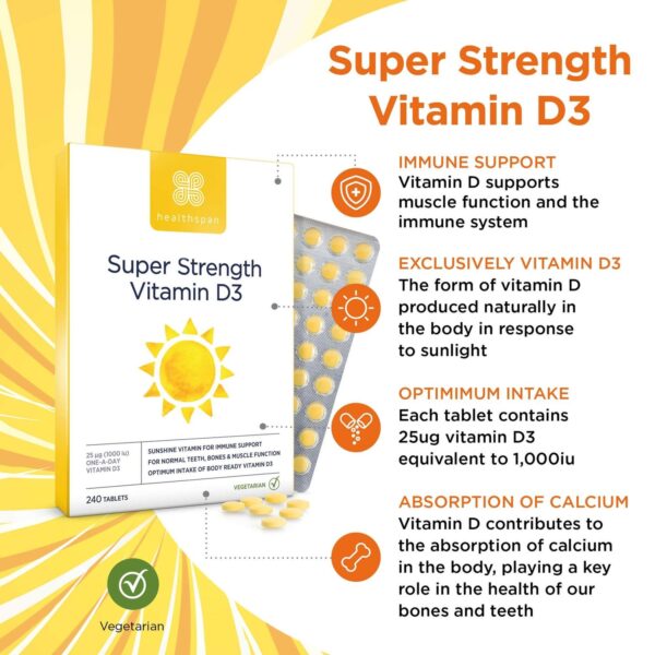 Healthspan Vitamin D Super Strength Vitamin D3 Tablets x 240 — изображение 3