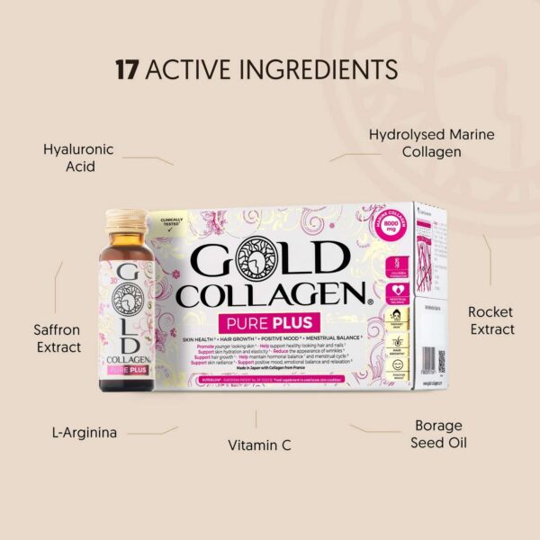 Gold Collagen Liquid Supplement Pure Skin, Hair & Nail Health Liquid Supplement For 25+ 10 x 50ml — изображение 4