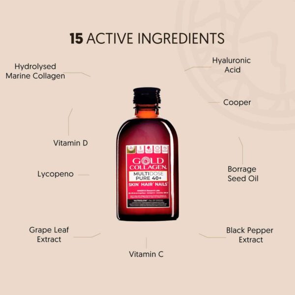 Gold Collagen Liquid Supplement Multidose Pure 40+ Liquid Supplement 20 x 15ml — изображение 2
