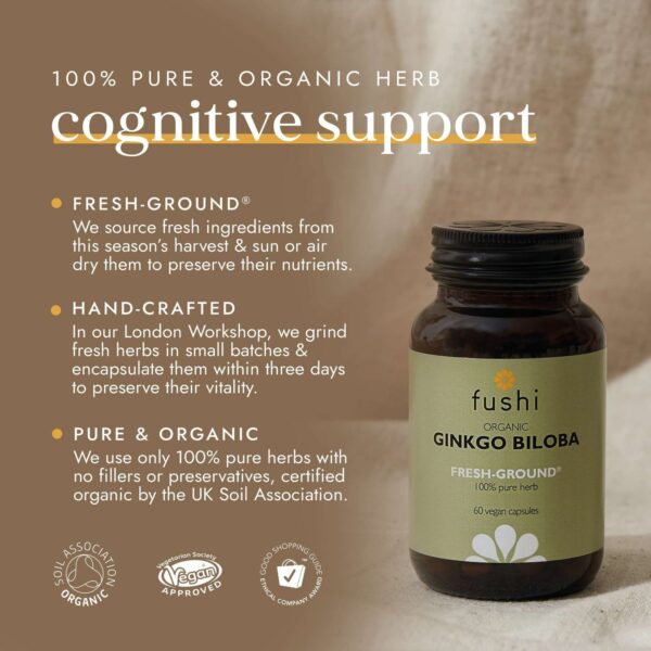 Fushi Single Herb Supplements Organic Ginkgo Biloba x 60 Capsules — изображение 3
