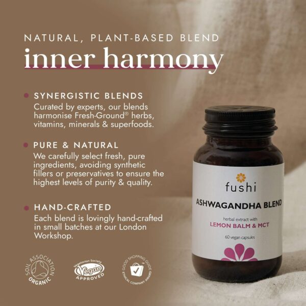 Fushi Herbal & Vitamin Blends Ashwagandha with Vegan MCT Extract x 60 Capsules — изображение 3