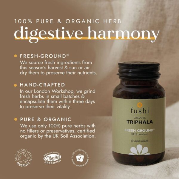 Fushi Single Herb Supplements Organic Triphala x 60 Capsules — изображение 5