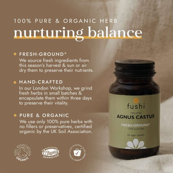 Fushi Single Herb Supplements Organic Chaste Tree x 60 Capsules — изображение 8