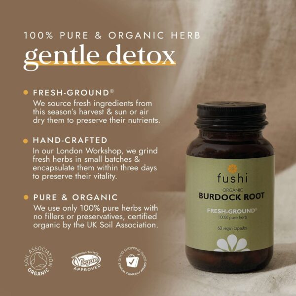 Fushi Single Herb Supplements Organic Burdock Root x 60 Capsules — изображение 8