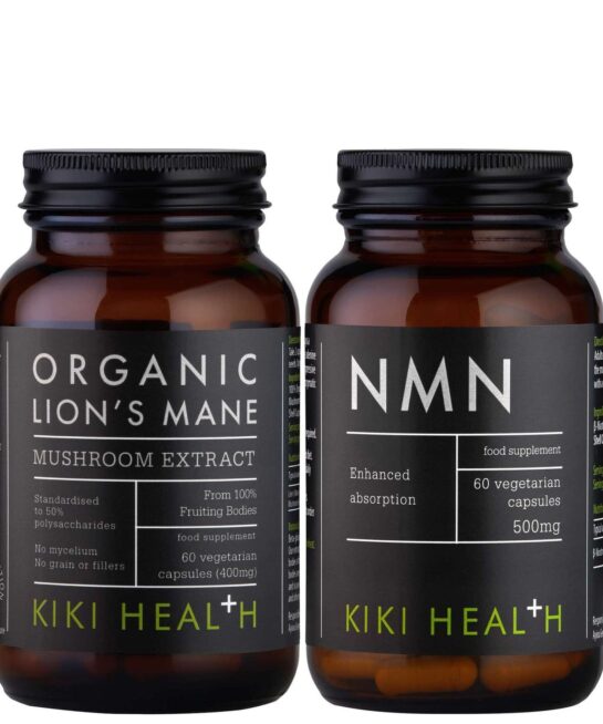 KIKI Health Duo: Immune Health Organic Lion's Mane Mushroom Extract 60 Vegicaps, Longevity NMN 60 Vegicaps